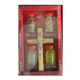 Holy Land Hand Carved Crucifix With Holy Elements