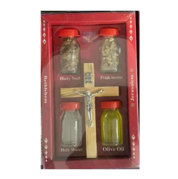Holy Land Hand Carved Crucifix With Holy Elements